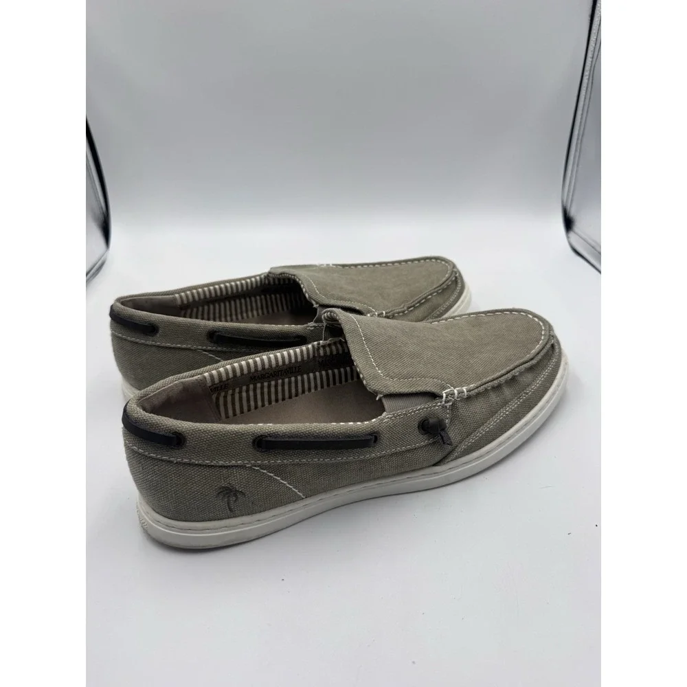 Margaritaville Dock Boat Shoes Mens US 13 Green White Canvas Slip On MFM171209